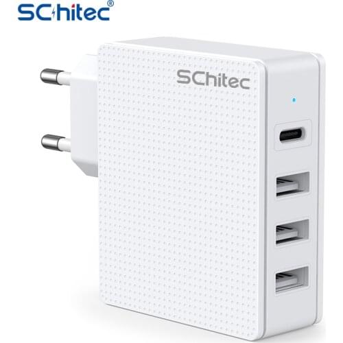 Schitec PD USB 33W Type C Charger LED EU Adapter Fast Charge 4-Port USB PD 3.0 Mobile Phone Charger For MacBook Laptop Smartphon