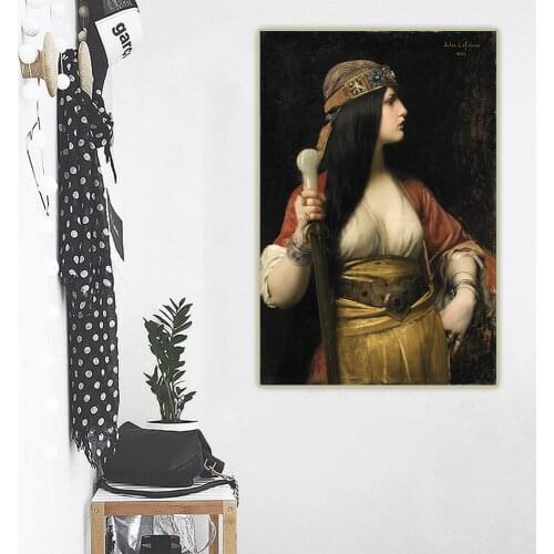 Jules Joseph Lefebvre《Judith》Canvas Oil Painting Artwork Aesthetic Poster Picture Wall Hanging Decor Home Living Room Decoration
