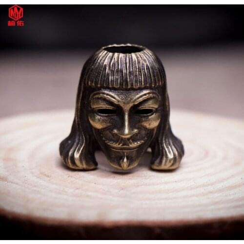 1PC Handmade Original V For Vendetta Retro Brass Copper Oxide EDC Paracord Beads Umbrella Rope Cord Lanyard Pendants Knife Bead