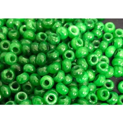 10PC Natural jade Emerald Macropore Bead 8mm Accessories DIY Bangle Charm Jewellery Fashion Hand-Carved Luck Amulet