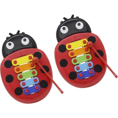 2 Set 5-notes Handheld Ladybug Xylophone Piano Toy Children Musical Toys