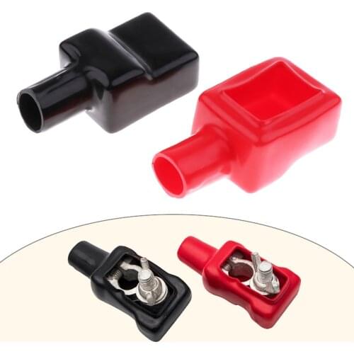 2xPVC Battery Terminal Car Battery Clamp Protection Cover Positive & Negative Insulation Boots Protector for Cars Boats Trucks