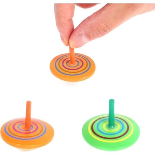 3Pcs Spinning Tops Random Color Wooden Toy Funny Gyro Rotating Colorful Beyblade Toy Burst Flip Tops Balance Classic Toy For Kid