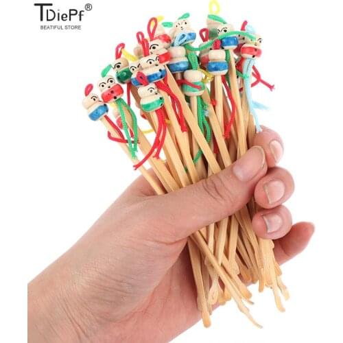 5/10pcs/lot Cartoons Cute Mini Doll Ear Picks Wood Bamboo Ear Picks Wax Remover Cleaner Ear Care Tool Random Color