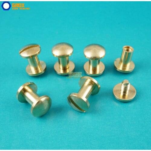 50 Set 8*7mm Solid Brass Rivet Chicago Screw for Leather Craft Belt Wallet / Cambered