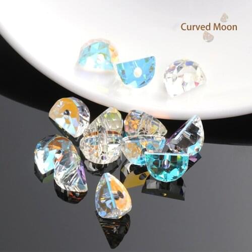 7x10mm Moon Beads With Hole AB Color Rhinestones For Earring DIY K9 Glass Strass Shiny Loose Beads Accessories