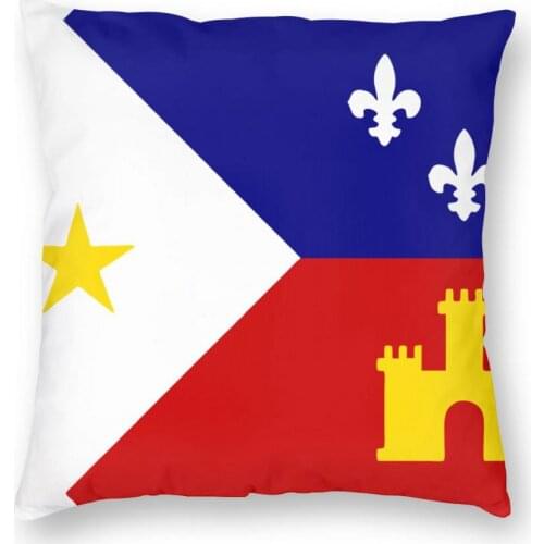 Acadiana Flag Square Pillow Case Polyester Cushions for Sofa Fleur De Lis Lily Flower Awesome Pillowcover Home Decor