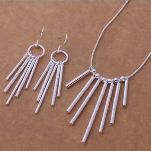 AS355 Lucky Silver Color 925 Jewelry Sets For Women Earring 543 + Necklace 508 /bqlakhsa Aolajfsa