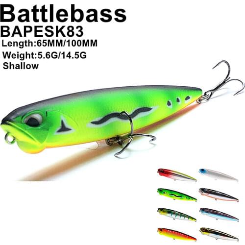 BATTLEBASS Fishing Lure 6g 14g Floating Top Water Popper Wobbler Pencil Lure Hand Lure Fishing Tackle Artificial Hard Bait