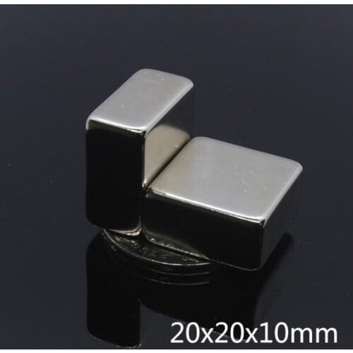 Free shipping 1pcs 20x20x10mm Super Strong Rare Earth Neodymium Block Magnet 20*20*10mm high quality powerful magnetic magnet