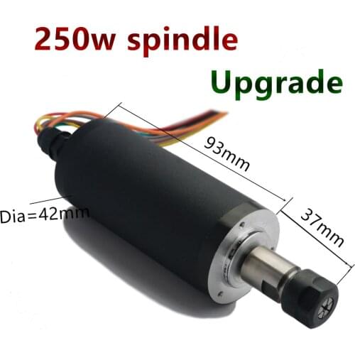 250w ER11 12000rpm Brushless DC spindle motor 24VDC 42mm diameter Electric spindle high speed brushless spindle motor PCB
