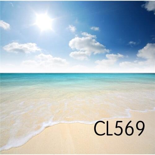 Seamless Washable No Crease Sunny Seaside Beach Polyester Backdrop Decor Background Photography Studio Props Photographic Photo