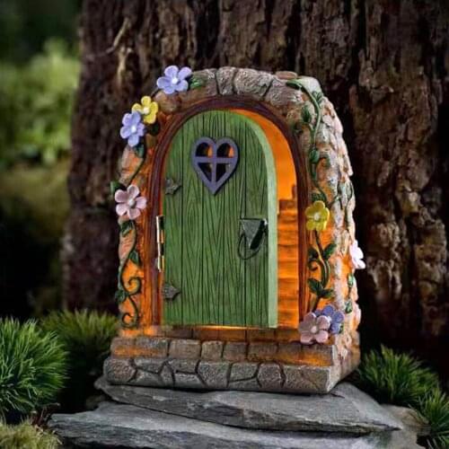 Large Fairy Door Solar Steps Miniature Magical Ornament Outdoor Tree Decor