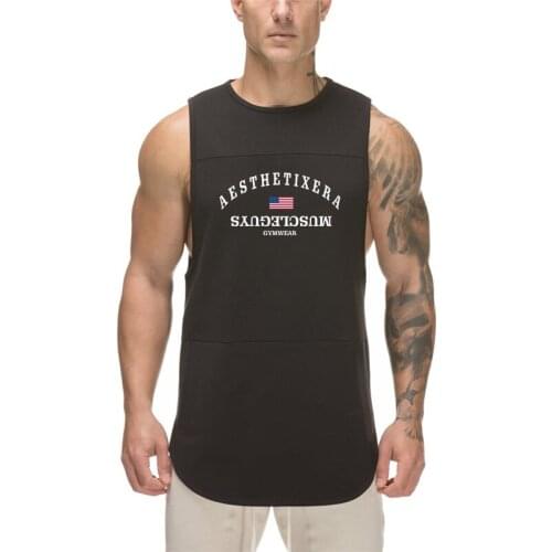 Muscleguys Brand Clothing Bodybuilding stringer tank top Mesh Gym sleeveless men Fitness Vest Singlet sportswear workout tanktop