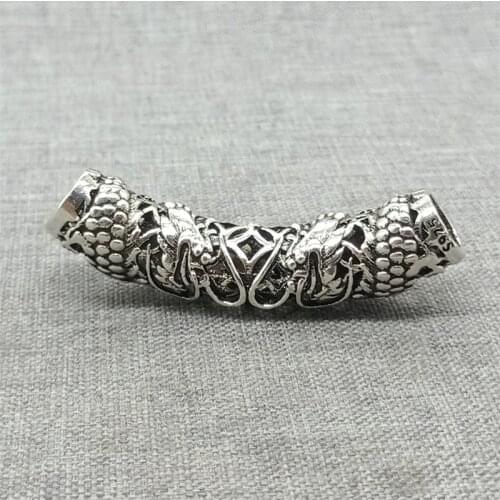 925 Sterling Silver Dragon Curve Tube Bead Coin Type Large Hole for Bracelet