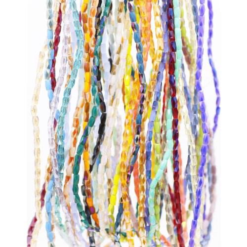 ZHUBI Wholesale 98Pcs 2mmX4mm Glass Crystal Beads 18Faceted Geometry Shape Small Bead Plated Shining Spacer Beads Jewelry Making