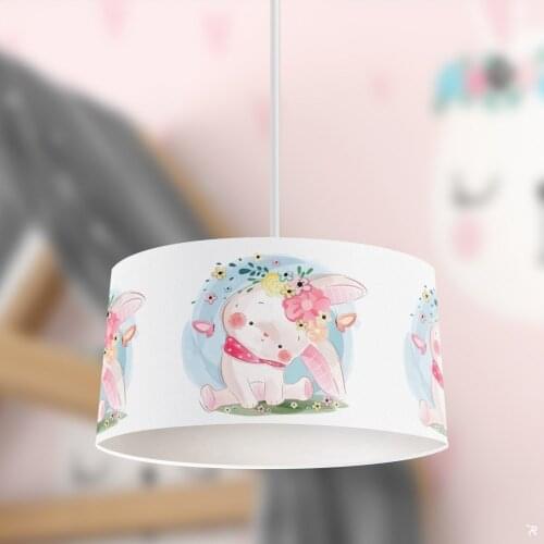 Flower Rabbit Boy Printing Patterned Kids Baby Room Bedroom Light Pendant Lamp Chandelier