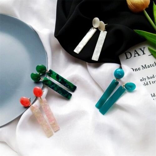 Acetic Acid Long Earrings Individuality Retro Green And Colorful Round 1 Word Earrings Tide Jewelry