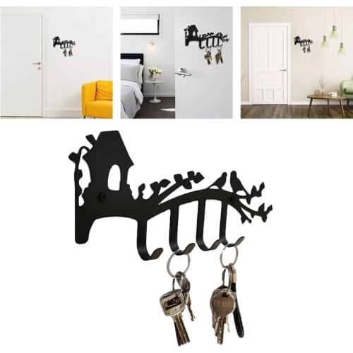 Branches Birds House Wall Key Hook Home Entrance Key Holder Pegs Sundries Key Storage Rack Hook Shelf Hanging Key Hooks
