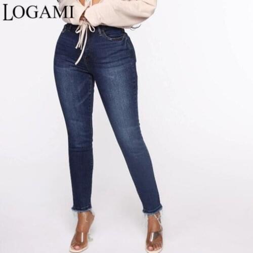 LOGAMI High Waist Skinny Jeans Woman Spring Summer Pencil Denim Pants Womens Casual Jeans
