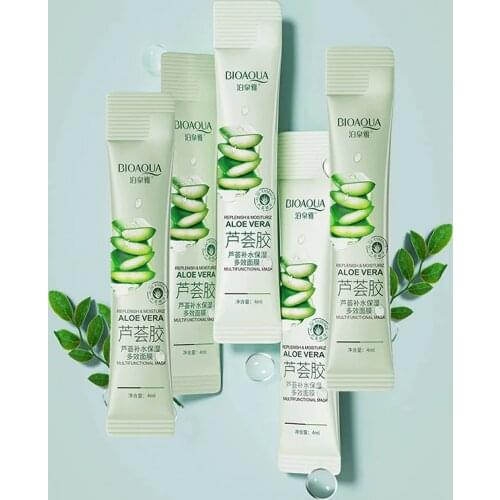 5pcs Aloe Vera gel Portable Facial Mask Soothing and Repairing After Moisturizing Hydrating Shrink Pores Sleep Mask Skin Care