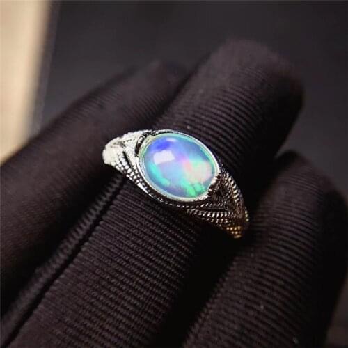 Leechee opal ring 7*9mm natural colorful gemstong jewelry for women birthday gift real 925 Solid Sterling Silver free ship