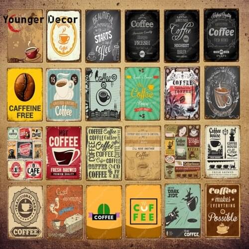 Starts A Cup Of Coffee Metal Tin Signs Caffeine Wall Decoration Pub Bar Pub Cafe Shop Home Decor Vintage Metal Poster YI-047