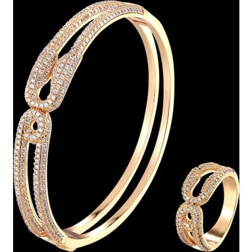 Theresa AAA Zirconium micro-pin bracelet and ring jewelry set classic Ordinary copper fashion jewelry best female gifts