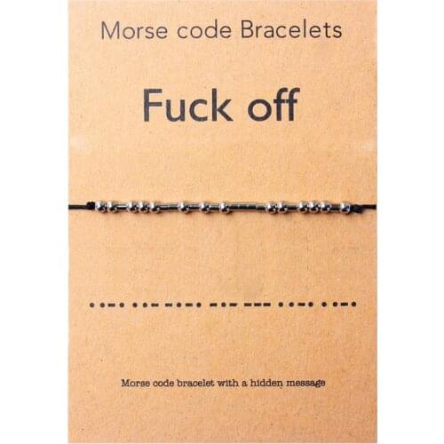 Morse Code Bracelet Stainless steel Beads on Silk Cord Friendship Bracelet Gift for Her