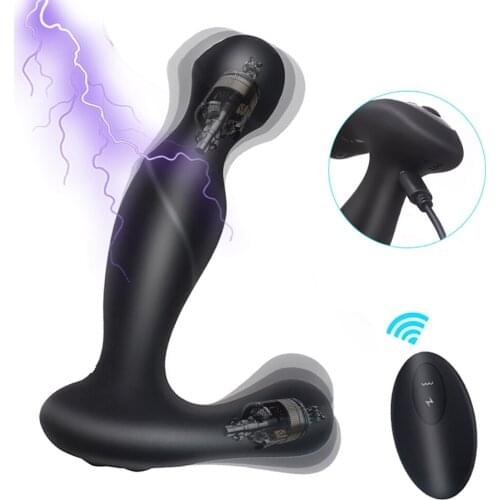 Male Prostate Vibrator Electric Shock Anal Sex Toys for Men Gay Wireless Remote Control Prostate Massager Toy For Adult Sex Shop