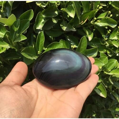 Natural Rainbow Obsidian crystal palm for healing