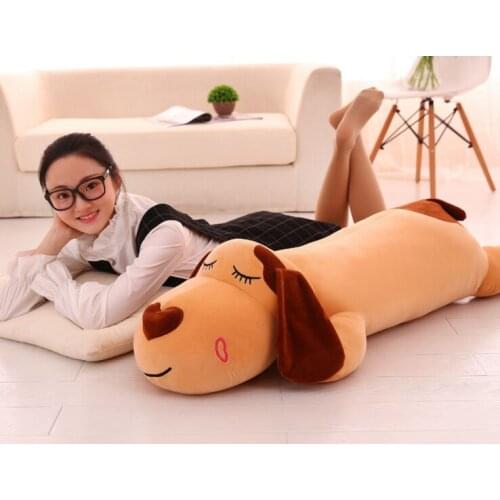 New style large 100cm cartoon prone dog plush toy cute brown dog soft doll sleeping pillow Christmas gift b2919