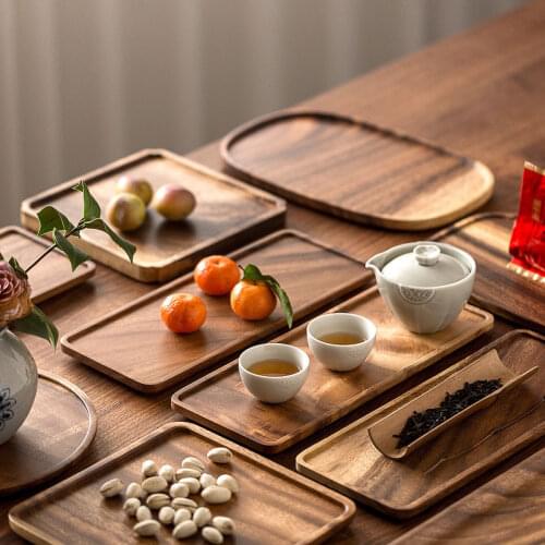 2020 NEW Wood Rectangle Wooden Tea Tray Serving Table Plate Snacks Food Storage Dish for Hotel Home Serving Tray