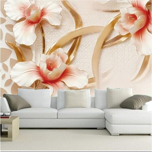 Custom 3D large mural, Three beautiful jade carving flower wallpaper papel de parede,living room sofa TV wall bedroom wall paper