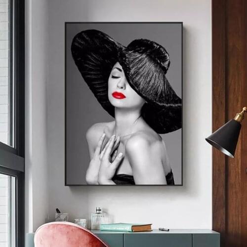 Sexy Woman Canvas Painting Abstract With Red Lips Posters and Prints Wall Art Picture for Living Room Home Decoration Cuadros