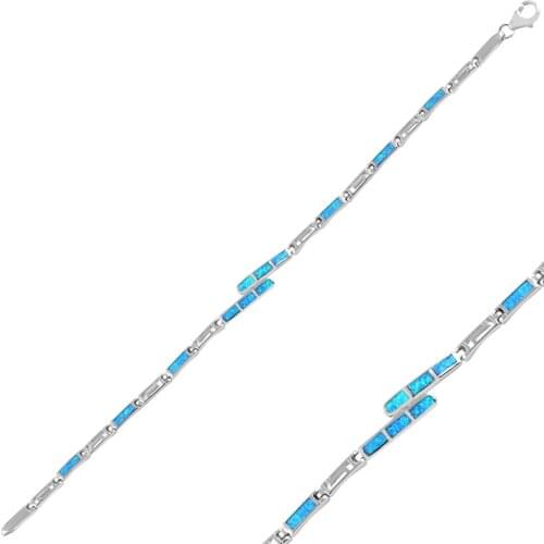 Silver 925 Sterling Opal Gemstone Bracelet