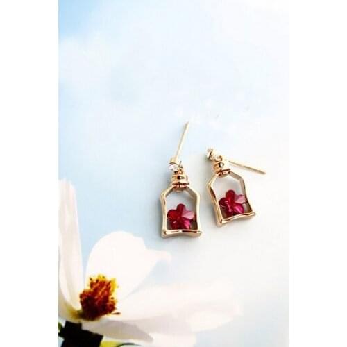 Rose gold austrian crystal bottle stud earrings/korean luxury jewelry wholesale/brincos femininos/boucle d'oreille/bijoux femme