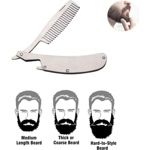 Folding Comb Mens Hair, Beard and Mustache Styling Comb Pocket Sized for Everyday Grooming, Use Dry or with Balms and Oils