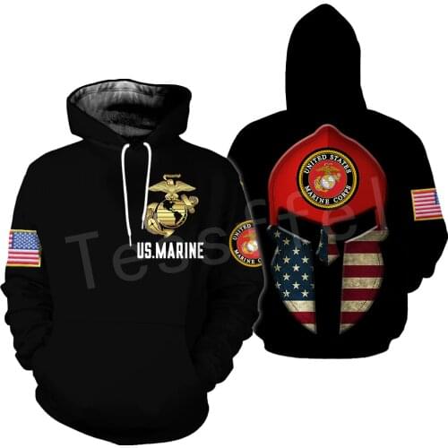 Tessffel America Marine Camo Skull Pullover Soldier Army NewFashion Harajuku 3DPrint Zip/Hoodie/Sweatshirt/Jacket/Men/Women B-17
