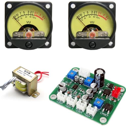 LED Backlight Adjustable Power Amplifier VU Meter Level Gauge Head With Special Transformer Feed Line Set