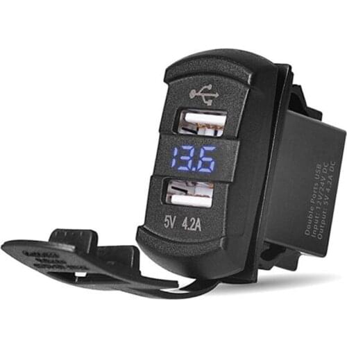 4.2A Dual USB Port Charger Socket Adapter Outlet Waterproof Phone Charger for Rocker Marine Switch Panel on Boat RV Vehicle