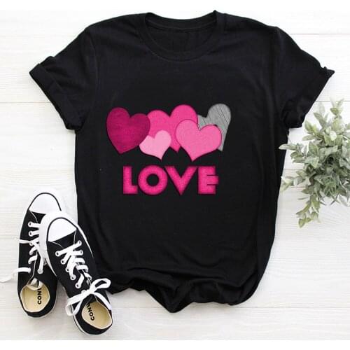 Love Print ladies T-shirt ladies casual basis O-collar white shirt short sleeve ladies T-shirt TX10011