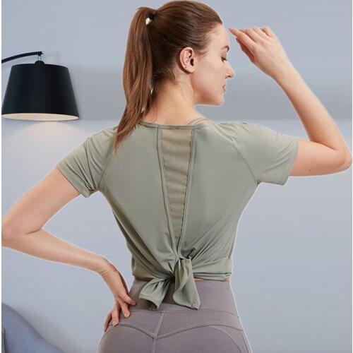 Women Summer Sports Running T-shirts Workout Short Sleeve Mesh Gym Yoga Shirts Loose Quick Dry Fitness Jogging Sportswear Tops