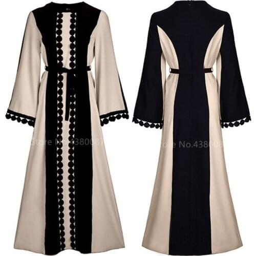 Eid Mubarak Muslim Robe Islamic Clothing for Women Cardigan Kaftan Dubai Arab Ramadan Prayer Lace Stitching Elegant Abaya Dress