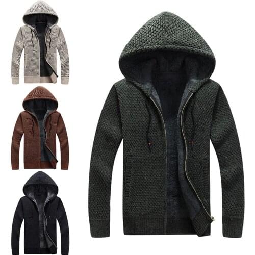 2021 Nieuwe Mannen Effen Kleur Sweatercoat Mannelijke Herfst Winter Dikke Jas Plus Velvet Bovenkleding Slim Fit Wol Fleece3XL