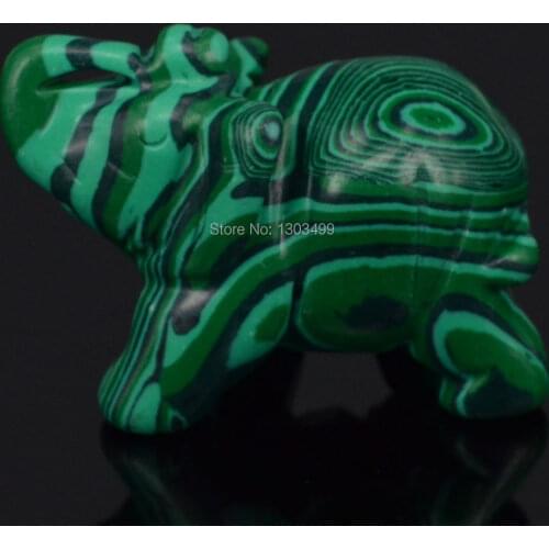 1.9" Green Taiwan Turquoise Elephant Carved Figurine Stone Chakra Healing Reiki Stone Feng Shui Crafts