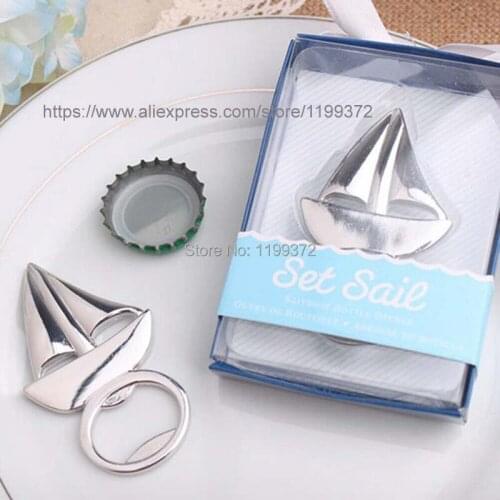 100pcs Silver Sailing Sail Boat Bottle Opener Openers Metal Beer Drink Accessory Sailboat for Wedding Birthday Party gift favor