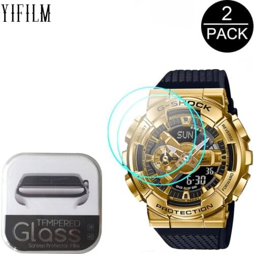 2PCS 2.5D Tempered Glass For Casio G-SHOCK GM-110 GM-110G GM-110B GM110 1A 1A9 HD Clear Waterproof Scratch Resistant Guard Glass