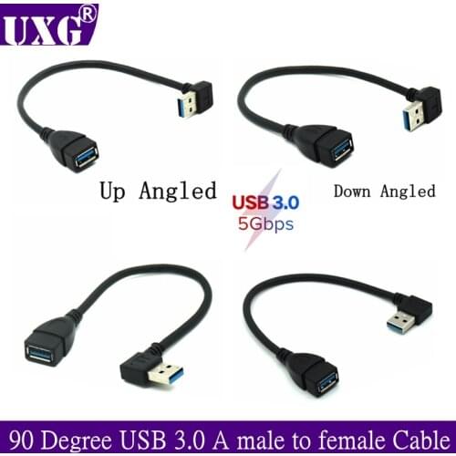 20cm USB 3.0 Right Left Up Down Angle 90 Degree Extension Charging Cable Male To Female Adapter Cord USB Charging data Cable
