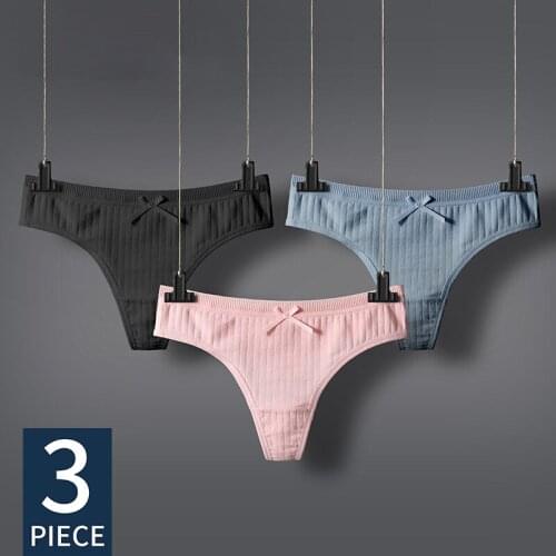 3Pcs/Lot M-XXXL Plus Size Sexy Thong Women Lingerie Sexy Underwear Women Cotton G-String Seamless Intimate Mid-Rise Girl Briefs